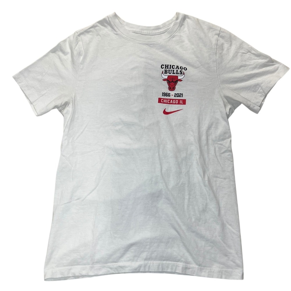 Nike Chicago Bulls Dynasty T-Shirt Mens Small White 6x Champions NBA Graphic Tee